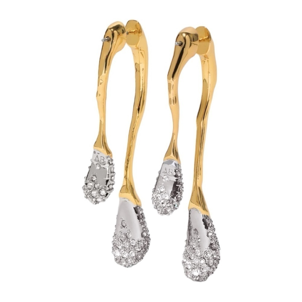 ALEXIS BITTAR Solanales Drop Gold & Crystal Front Back Link Earrings - LAST PAIR - Picture 4 of 10